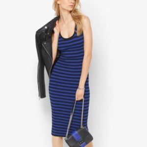 Midi Knit Dress Michael Kors Black and Blue Knit